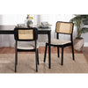 Baxton Studio Dannon Mid-Century Modern Cream Fabric and Black Finished Wood 2-Piece Dining Chair Set WHI-CS001C-Black-Cream-DC-2PK