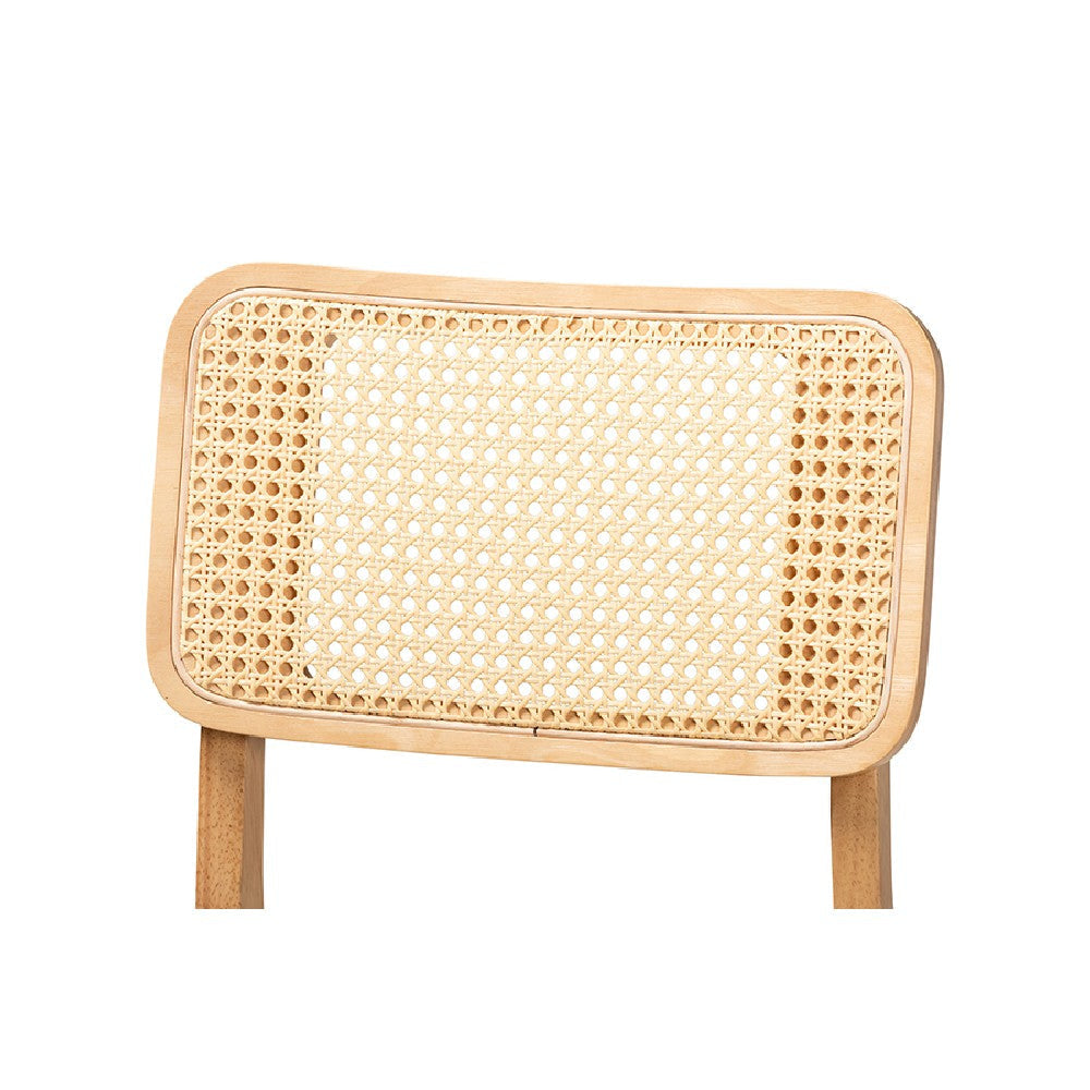 Baxton Studio Dannon Mid-Century Modern Grey Fabric and Ntural Oak Finished Wood 2-Piece Dining Chair Set