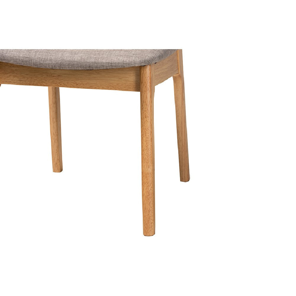 Baxton Studio Dannon Mid-Century Modern Grey Fabric and Ntural Oak Finished Wood 2-Piece Dining Chair Set