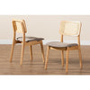 Baxton Studio Dannon Mid-Century Modern Grey Fabric and Ntural Oak Finished Wood 2-Piece Dining Chair Set
