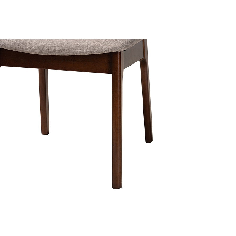 Baxton Studio Dannon Mid-Century Modern Grey Fabric and Walnut Brown Finished Wood 2-Piece Dining Chair Set