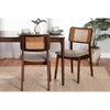 Baxton Studio Dannon Mid-Century Modern Grey Fabric and Walnut Brown Finished Wood 2-Piece Dining Chair Set
