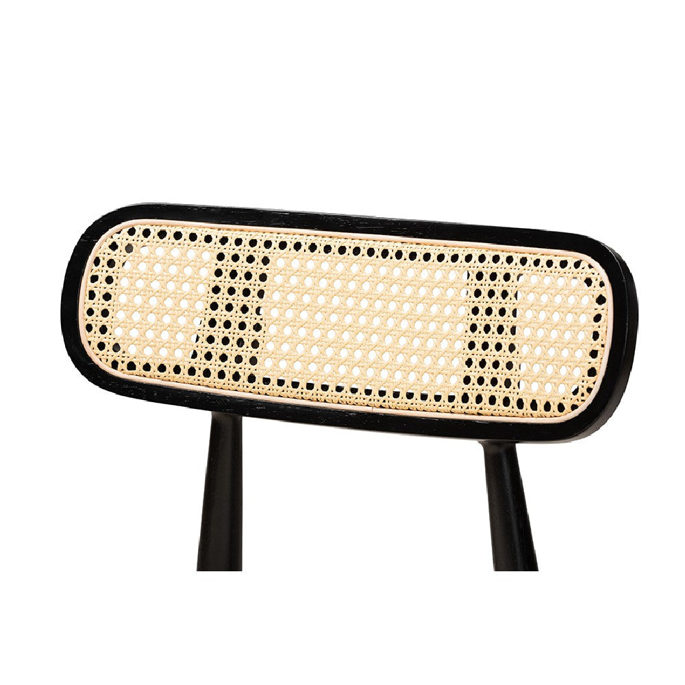 Baxton Studio Tarana Mid-Century Modern Cream Fabric and Black Finished Wood 5-Piece Dining Set WHI-CS002C-Black-Cream-5PC-Dining-Set