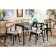 Baxton Studio Tarana Mid-Century Modern Cream Fabric and Black Finished Wood 5-Piece Dining Set