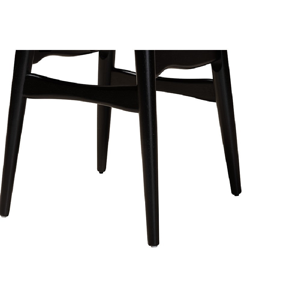 Baxton Studio Tarana Mid-Century Modern Cream Fabric and Black Finished Wood 2-Piece Dining Chair Set WHI-CS002C-Black-Cream-DC-2PK