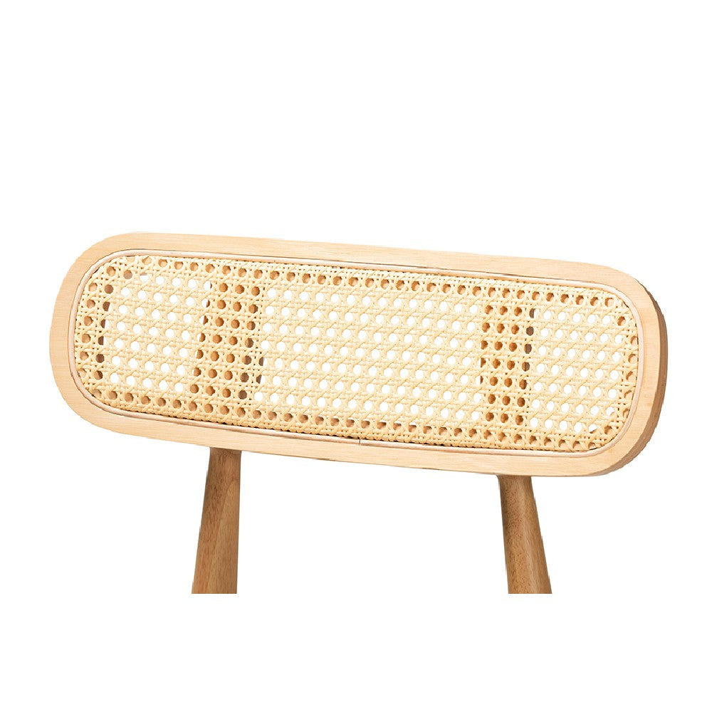 Baxton Studio Tarana Mid-Century Modern Grey Fabric and Natural Oak Finished Wood 2-Piece Dining Chair Set