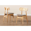 Baxton Studio Tarana Mid-Century Modern Grey Fabric and Natural Oak Finished Wood 2-Piece Dining Chair Set