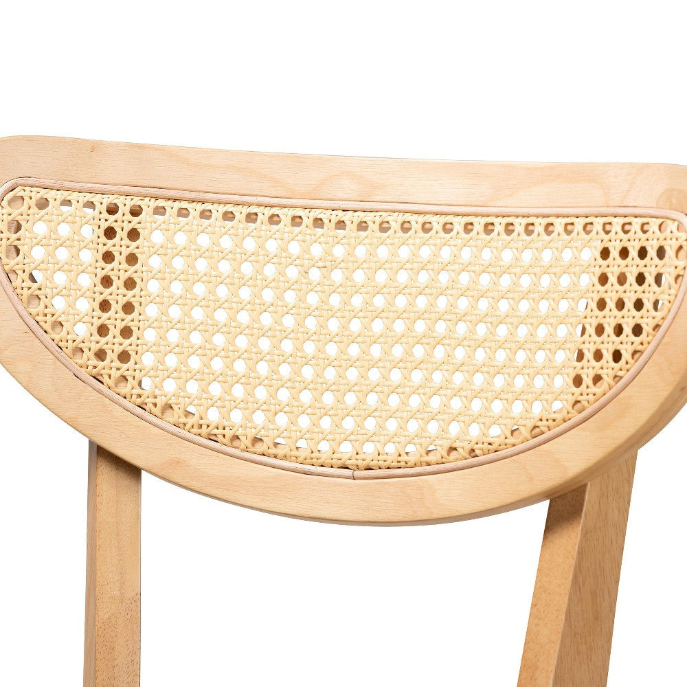 Baxton Studio Dannell Mid-Century Modern Grey Fabric and Natural Oak Finished Wood 2-Piece Counter Stool Set