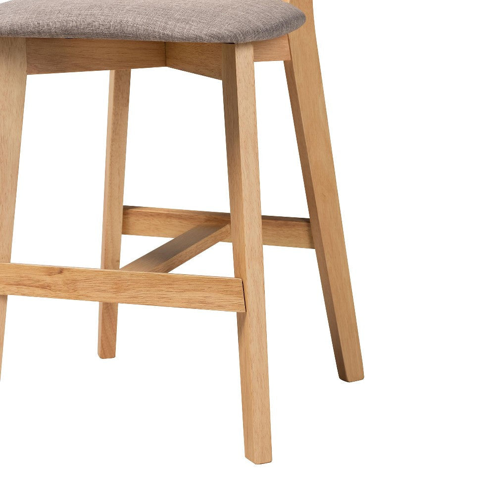 Baxton Studio Dannell Mid-Century Modern Grey Fabric and Natural Oak Finished Wood 2-Piece Counter Stool Set