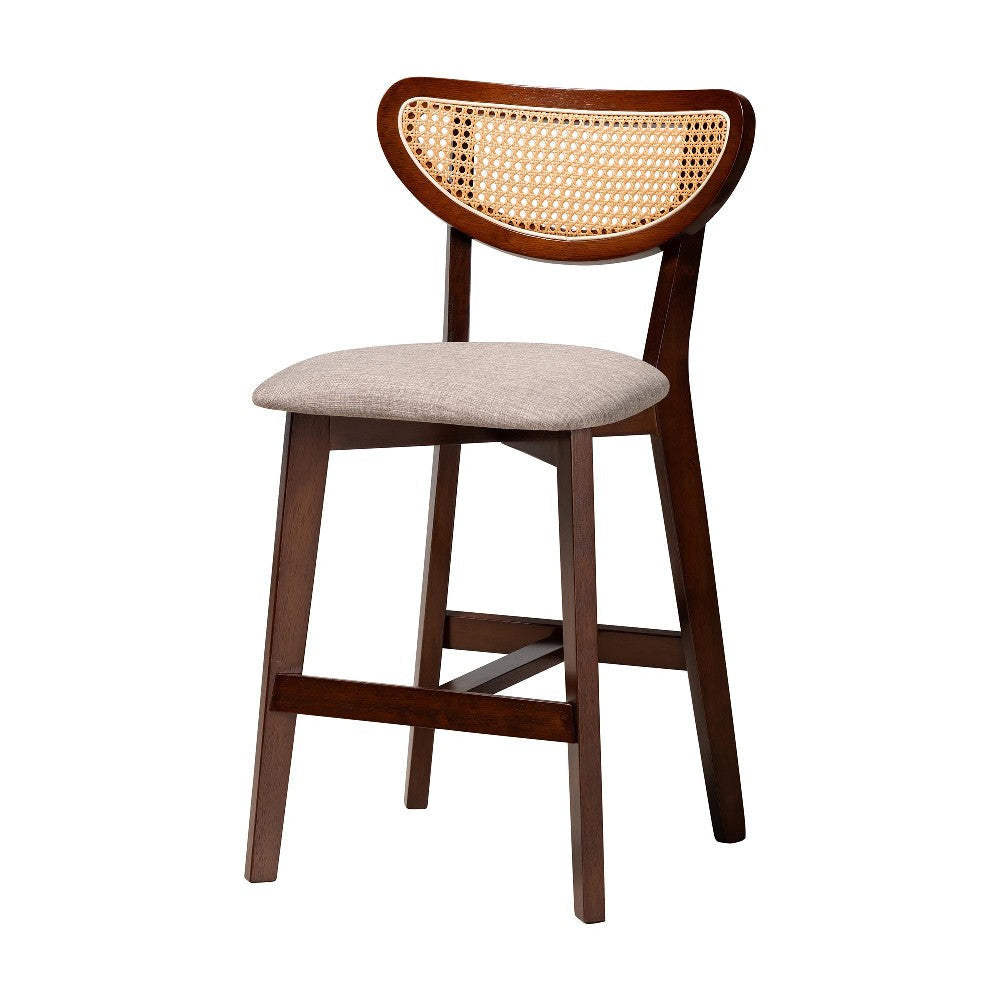 Baxton Studio Dannell Mid-Century Modern Grey Fabric and Walnut Brown Finished Wood 5-Piece Pub Set WHI-CS003P-Walnut-Light-Grey-5PC-Pub-Set