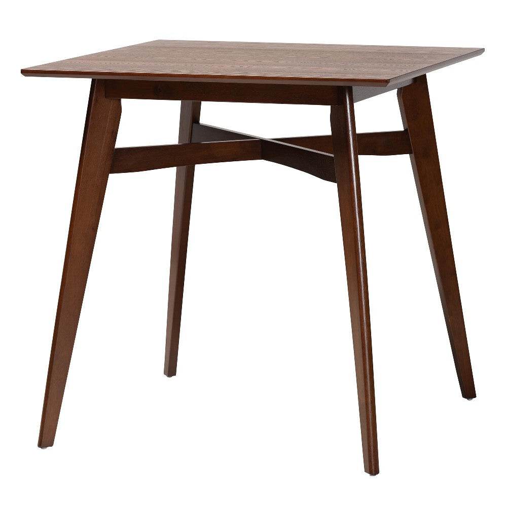 Baxton Studio Dannell Mid-Century Modern Grey Fabric and Walnut Brown Finished Wood 5-Piece Pub Set WHI-CS003P-Walnut-Light-Grey-5PC-Pub-Set