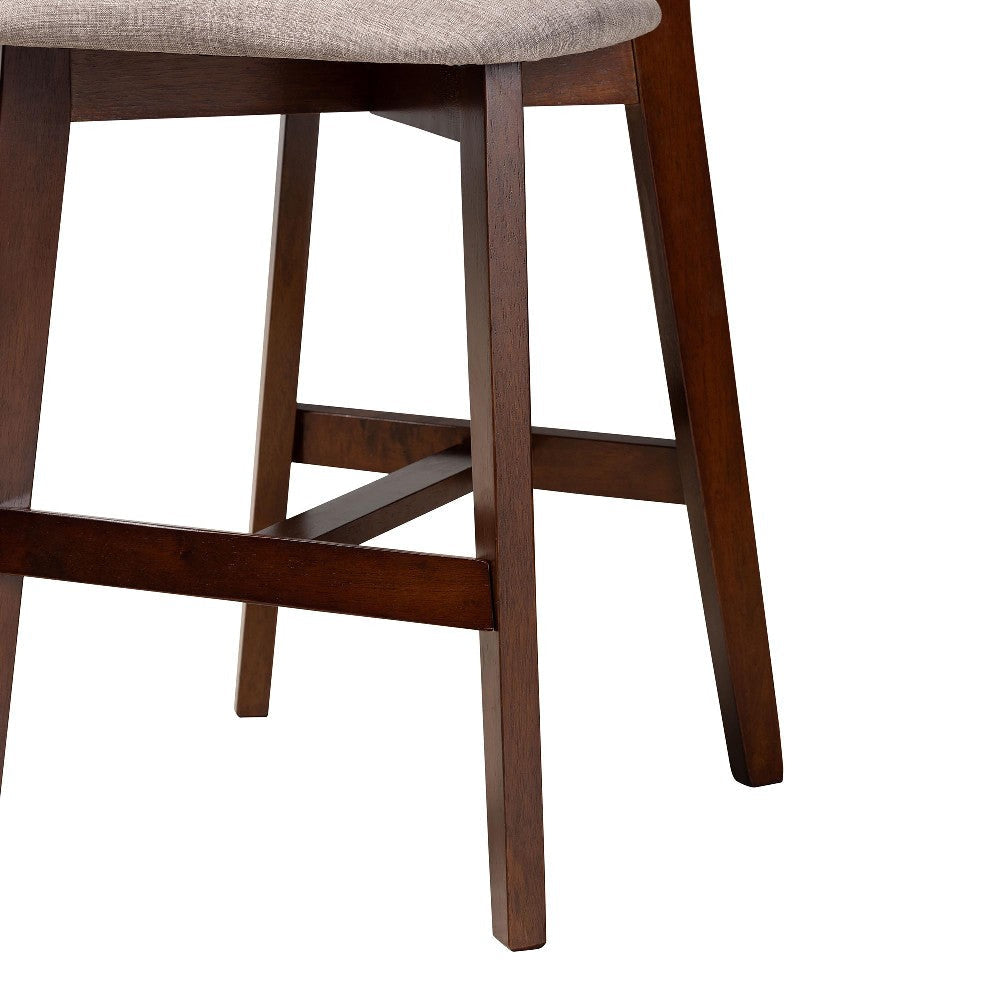 Baxton Studio Dannell Mid-Century Modern Grey Fabric and Walnut Brown Finished Wood 5-Piece Pub Set WHI-CS003P-Walnut-Light-Grey-5PC-Pub-Set