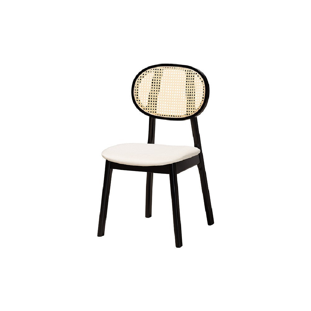 Baxton Studio Darrion Mid-Century Modern Cream Fabric and Black Finished Wood 5-Piece Dining Set WHI-CS004C-Black-Cream-5PC-Dining-Set