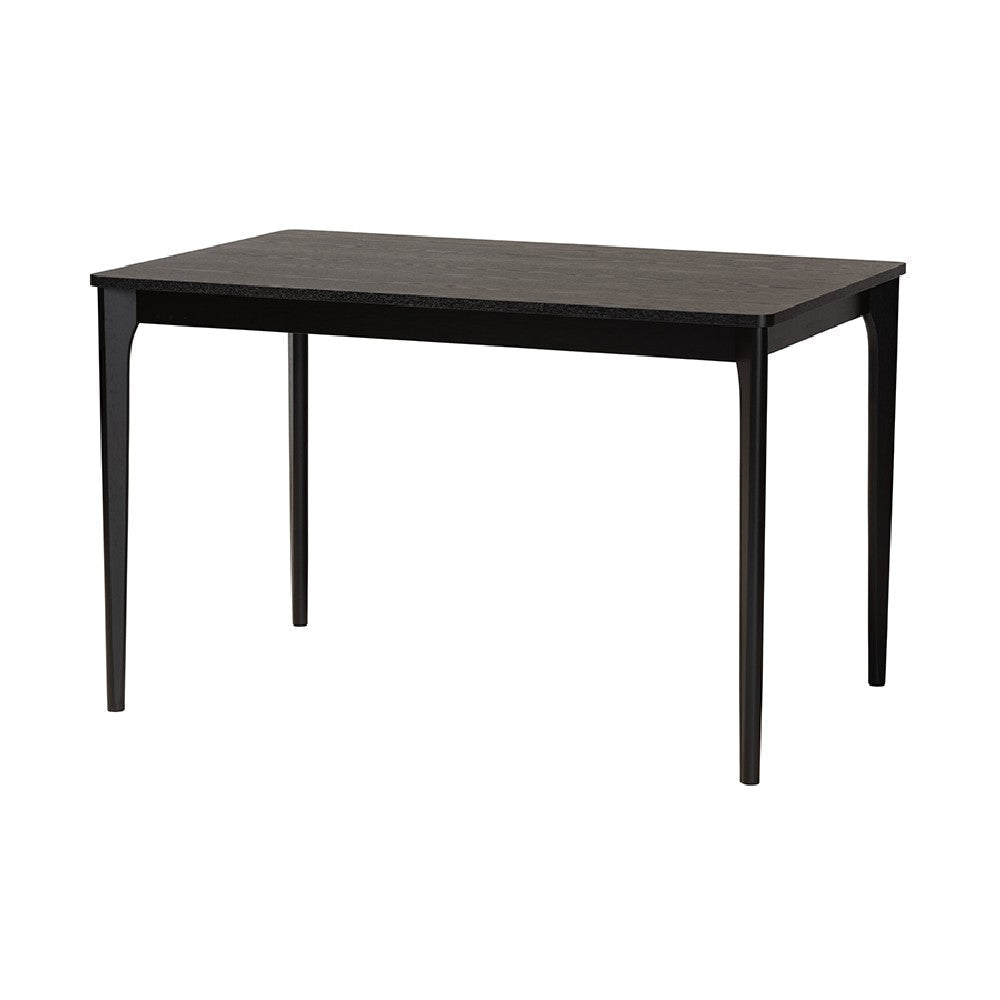 Baxton Studio Darrion Mid-Century Modern Cream Fabric and Black Finished Wood 5-Piece Dining Set WHI-CS004C-Black-Cream-5PC-Dining-Set