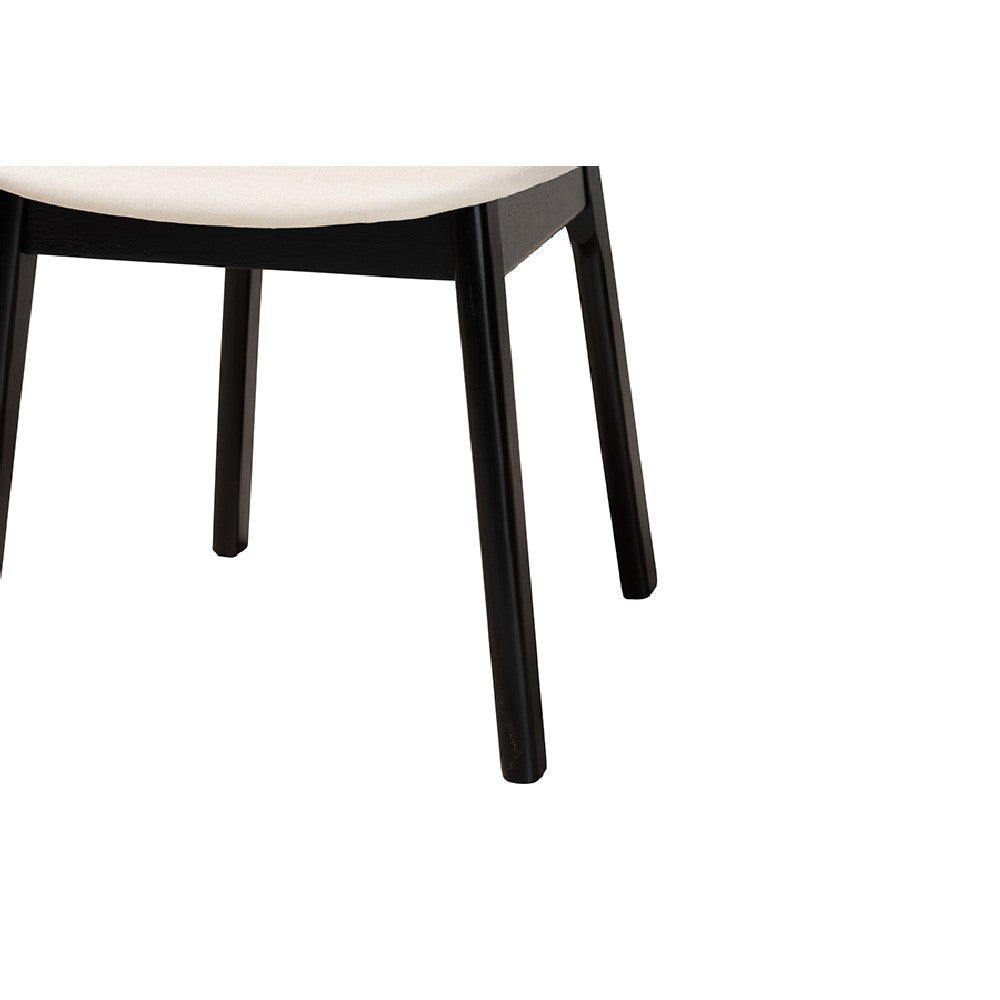 Baxton Studio Darrion Mid-Century Modern Cream Fabric and Black Finished Wood 5-Piece Dining Set WHI-CS004C-Black-Cream-5PC-Dining-Set