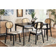 Baxton Studio Darrion Mid-Century Modern Cream Fabric and Black Finished Wood 5-Piece Dining Set