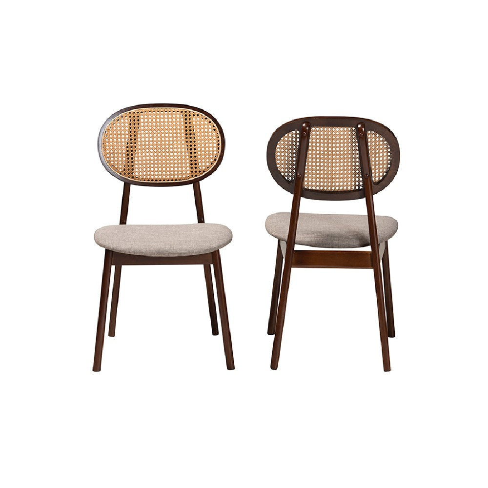 Baxton Studio Darrion Mid-Century Modern Grey Fabric and Walnut Brown Finished Wood 2-Piece Dining Chair Set