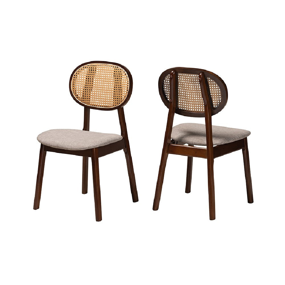 Baxton Studio Darrion Mid-Century Modern Grey Fabric and Walnut Brown Finished Wood 2-Piece Dining Chair Set