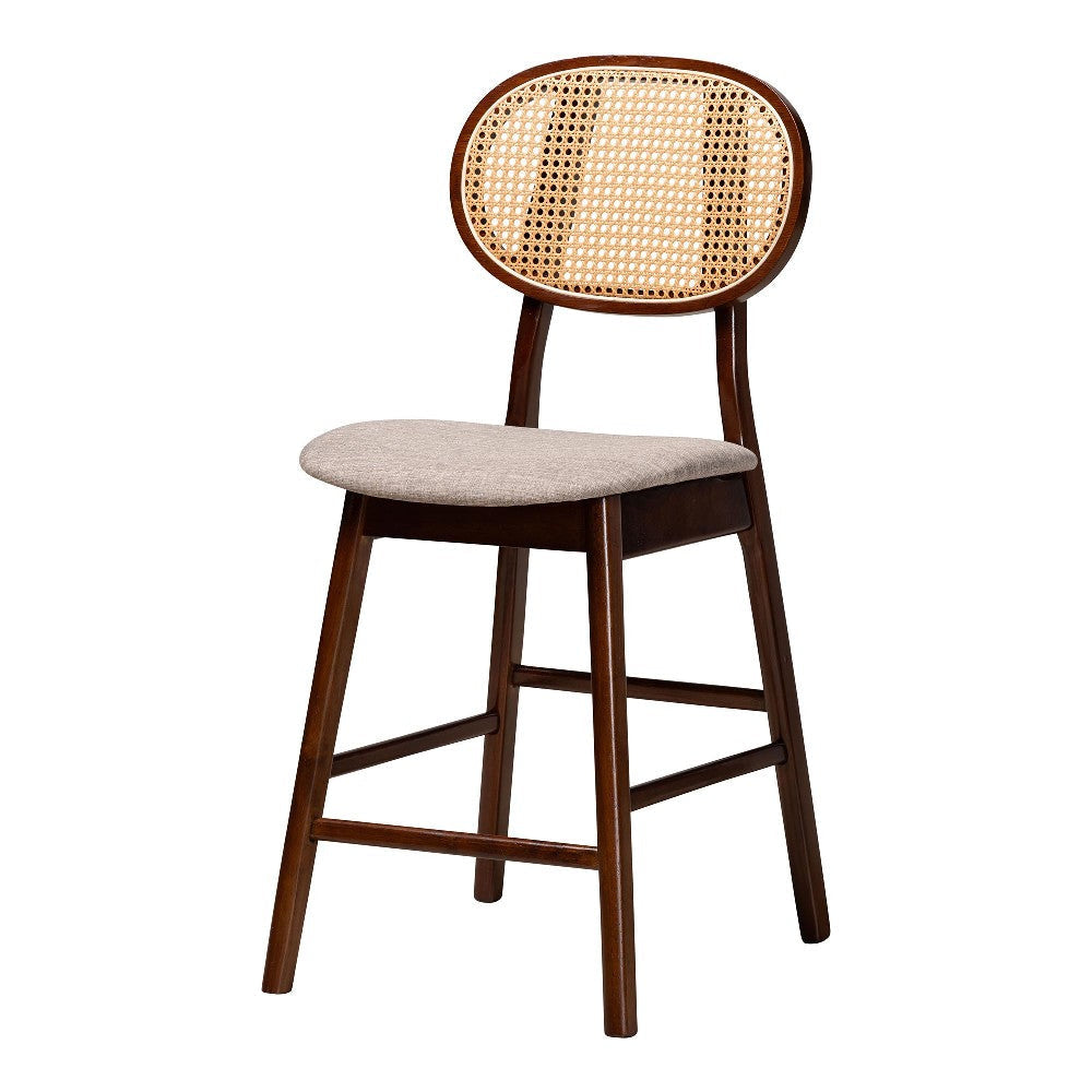 Baxton Studio Darrion Mid-Century Modern Grey Fabric and Walnut Brown Finished Wood 5-Piece Pub Set