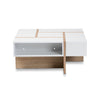 Baxton Studio Rasa Modern and Contemporary Two-Tone White and Oak Finished Wood Coffee Table WHI-CT8004-White-Oak-CT