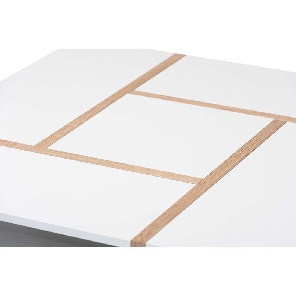 Baxton Studio Rasa Modern and Contemporary Two-Tone White and Oak Finished Wood Coffee Table WHI-CT8004-White-Oak-CT