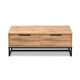 Baxton Studio Franklin Modern and Contemporary Oak Brown Finished Wood and Black Finished Metal 2-Drawer Coffee Table WHI-CT8007-Oak-CT
