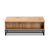 Baxton Studio Franklin Modern and Contemporary Oak Brown Finished Wood and Black Finished Metal 2-Drawer Coffee Table WHI-CT8007-Oak-CT