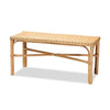 bali & pari Cacaban Modern Bohemian Natural Brown Rattan Accent Bench WHI-Cacaban-Rattan-Bench