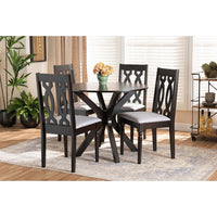 Baxton Studio Callie Modern and Contemporary Grey Fabric Upholstered and Dark Brown Finished Wood 5-Piece Dining Set