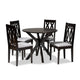 Baxton Studio Callie Modern and Contemporary Grey Fabric Upholstered and Dark Brown Finished Wood 5-Piece Dining Set