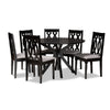 Baxton Studio Callie Modern and Contemporary Grey Fabric Upholstered and Dark Brown Finished Wood 7-Piece Dining Set