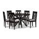 Baxton Studio Callie Modern and Contemporary Grey Fabric Upholstered and Dark Brown Finished Wood 7-Piece Dining Set