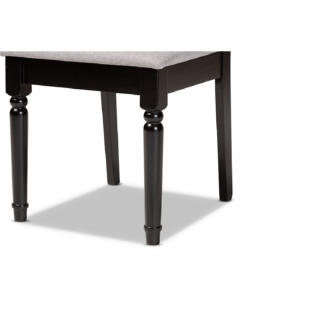 Baxton Studio Callie Modern and Contemporary Grey Fabric Upholstered and Dark Brown Finished Wood 7-Piece Dining Set