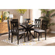 Baxton Studio Callie Modern and Contemporary Grey Fabric Upholstered and Dark Brown Finished Wood 7-Piece Dining Set