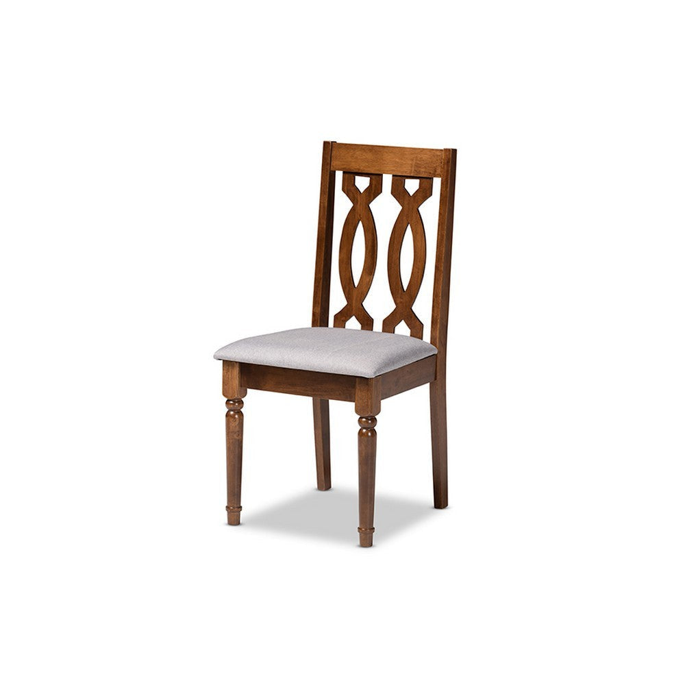 Baxton Studio Callie Modern and Contemporary Grey Fabric Upholstered and Walnut Brown Finished Wood 5-Piece Dining Set