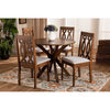 Baxton Studio Callie Modern and Contemporary Grey Fabric Upholstered and Walnut Brown Finished Wood 5-Piece Dining Set