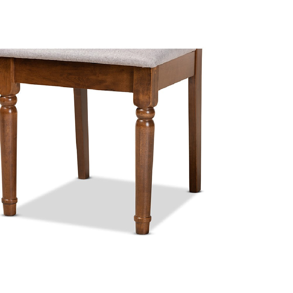 Baxton Studio Callie Modern and Contemporary Grey Fabric Upholstered and Walnut Brown Finished Wood 7-Piece Dining Set