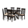 Baxton Studio Callie Modern and Contemporary Sand Fabric Upholstered and Dark Brown Finished Wood 7-Piece Dining Set