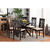 Baxton Studio Callie Modern and Contemporary Sand Fabric Upholstered and Dark Brown Finished Wood 7-Piece Dining Set