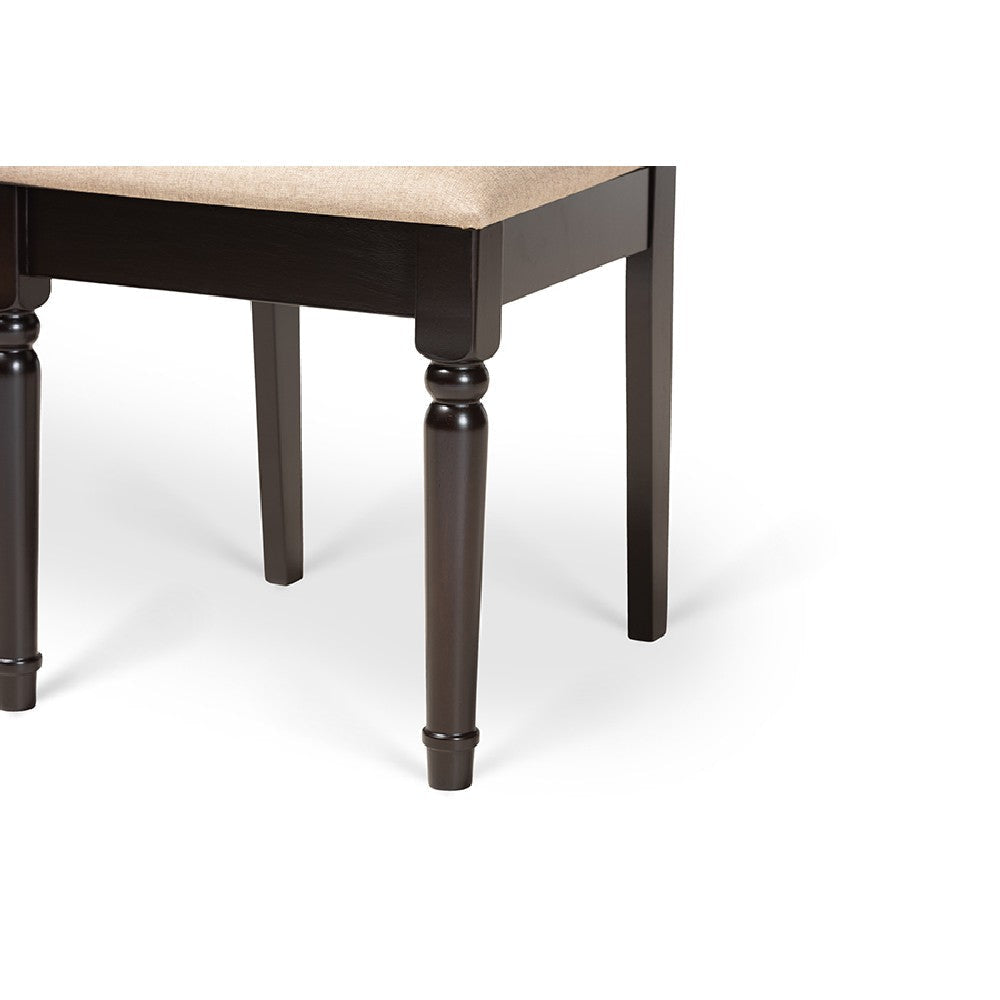 Baxton Studio Callie Modern and Contemporary Sand Fabric Upholstered and Dark Brown Finished Wood 7-Piece Dining Set