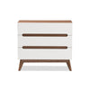 Baxton Studio Calypso Mid-Century Modern White and Walnut Wood 3-Drawer Storage Chest WHI-Calypso-Walnut-White-3DW-Chest