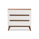 Baxton Studio Calypso Mid-Century Modern White and Walnut Wood 3-Drawer Storage Chest WHI-Calypso-Walnut-White-3DW-Chest
