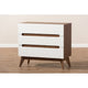 Baxton Studio Calypso Mid-Century Modern White and Walnut Wood 3-Drawer Storage Chest WHI-Calypso-Walnut-White-3DW-Chest