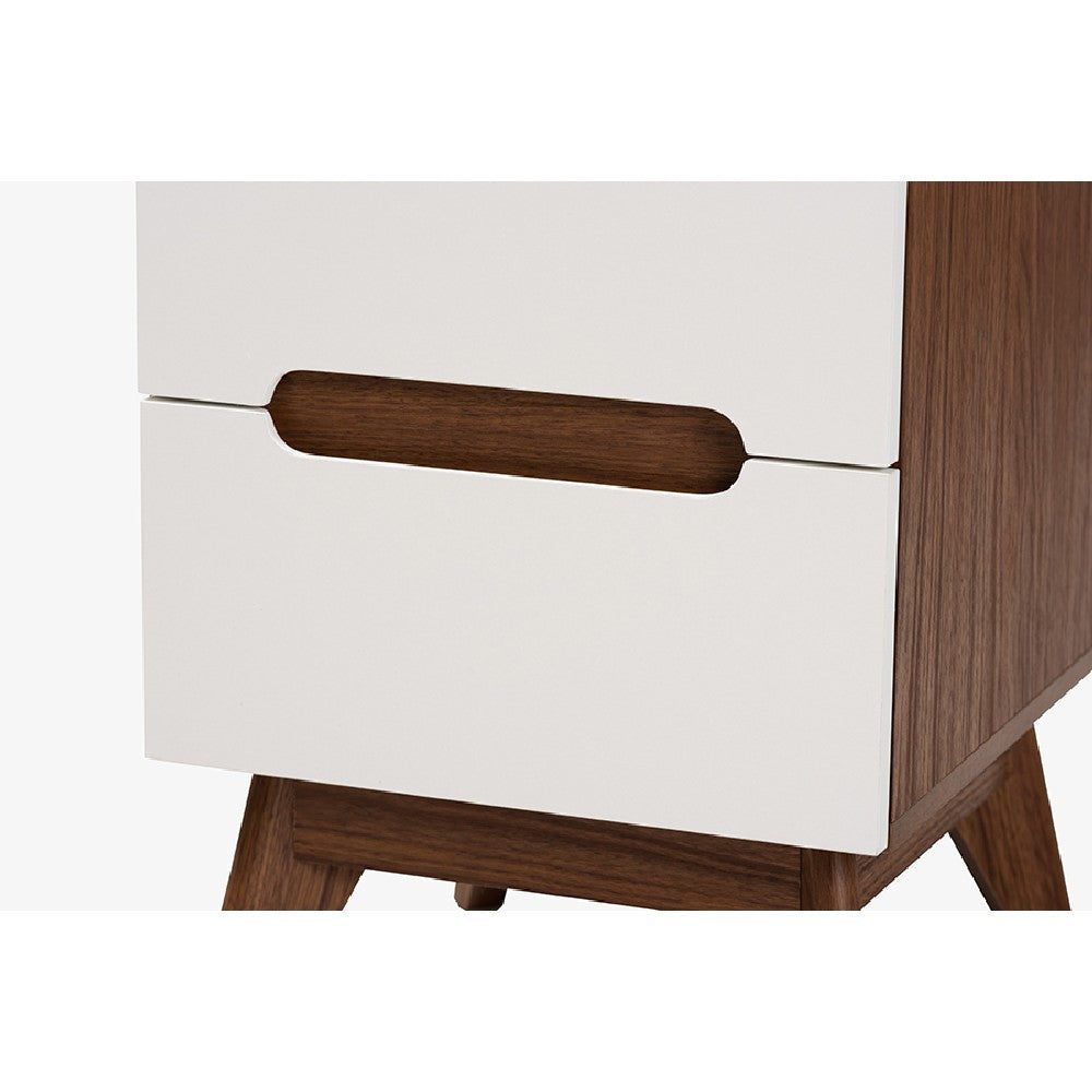 Baxton Studio Calypso Mid-Century Modern Two-Tone White and Walnut Brown Finished Wood 3-Piece Storage Set