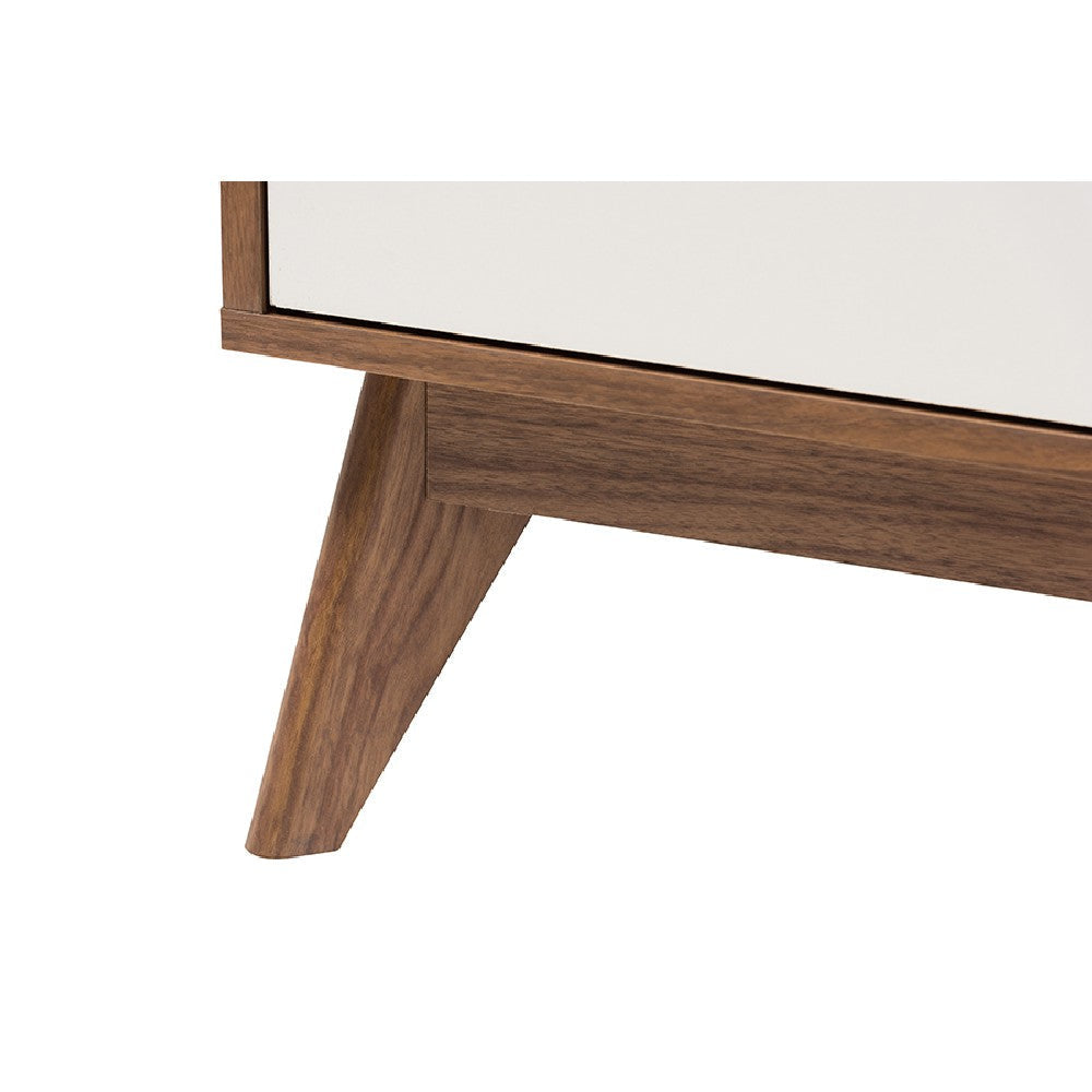 Baxton Studio Calypso Mid-Century Modern Two-Tone White and Walnut Brown Finished Wood 3-Piece Storage Set