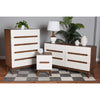 Baxton Studio Calypso Mid-Century Modern Two-Tone White and Walnut Brown Finished Wood 3-Piece Storage Set