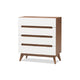 Baxton Studio Calypso Mid-Century Modern White and Walnut Wood 4-Drawer Storage Chest WHI-Calypso-Walnut-White-4DW-Chest
