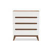 Baxton Studio Calypso Mid-Century Modern White and Walnut Wood 4-Drawer Storage Chest WHI-Calypso-Walnut-White-4DW-Chest