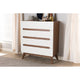 Baxton Studio Calypso Mid-Century Modern White and Walnut Wood 4-Drawer Storage Chest WHI-Calypso-Walnut-White-4DW-Chest