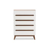 Baxton Studio Calypso Mid-Century Modern White and Walnut Wood 5-Drawer Storage Chest WHI-Calypso-Walnut-White-5DW-Chest
